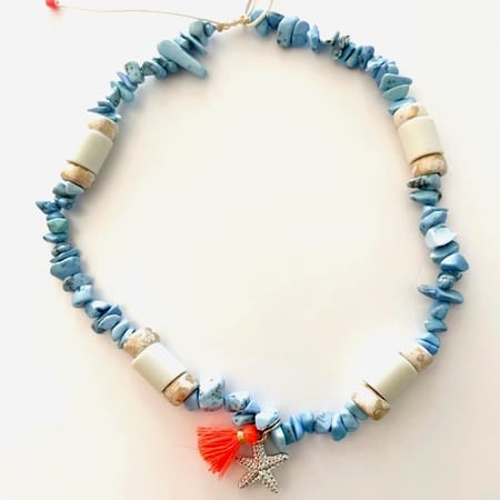 boho halsband türkis mit keramik gegen zecken